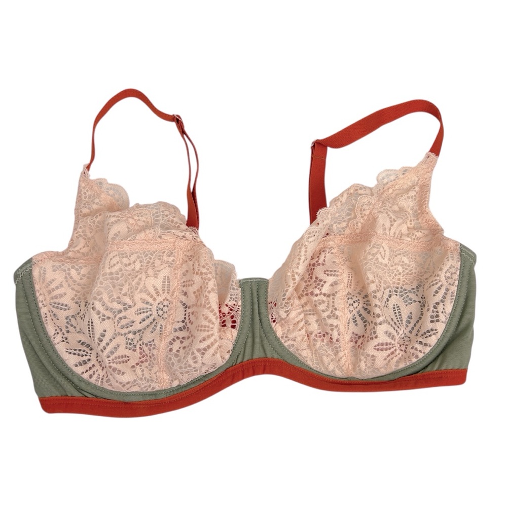 Bravissimo Orla Bra Size 34 E Multi Color Pink Green Orange Lace Soft Underwire